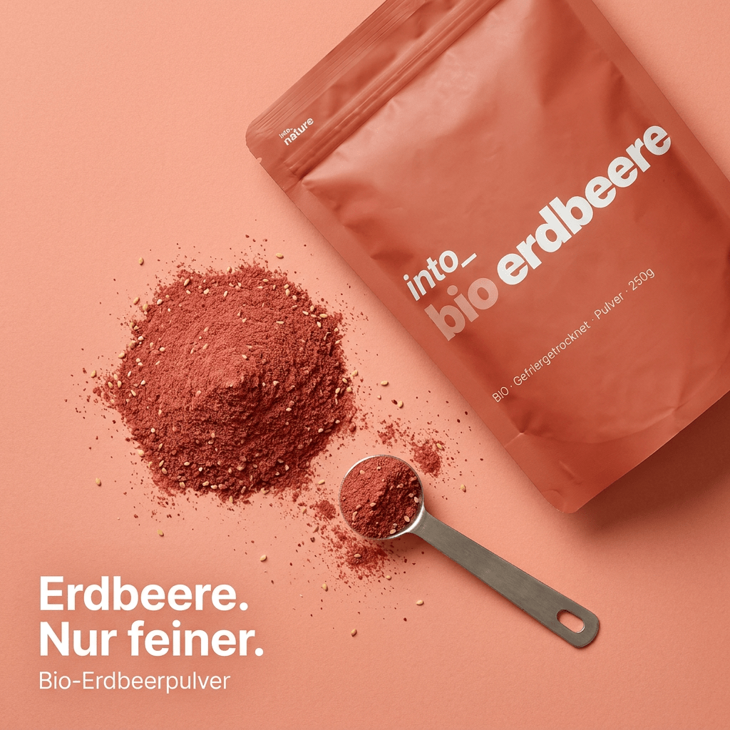 Into Nature Bio-Erdbeerpulver gefriergetrocknet in der 250g Vorratspackung