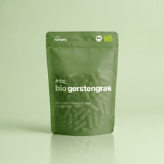 Verpackung der Into Nature Bio Gerstengraspulver Kapseln