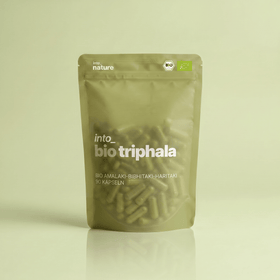 Verpackung der Into Nature Bio Triphala Kapseln Vorderansicht