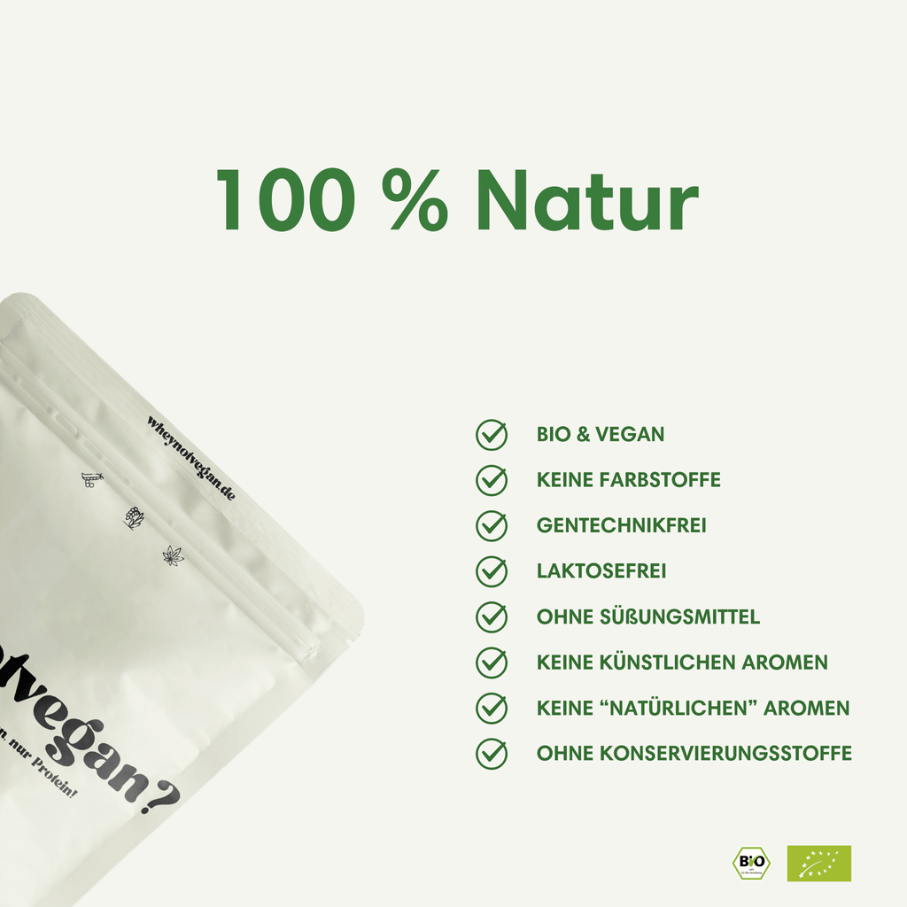 Veganes Bio-Proteinpulver ohne Aromen, Süßungsmittel und Konservierungsstoffe