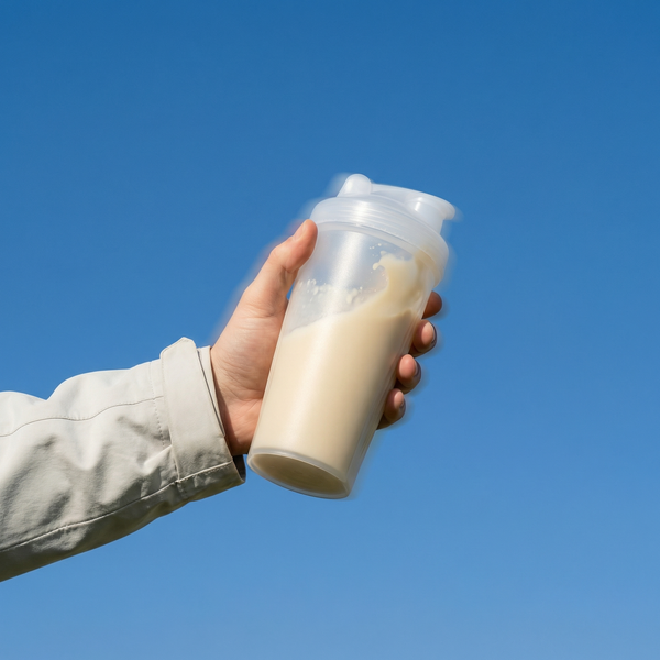 Zubereiteter veganer Proteinshake in einem Shaker